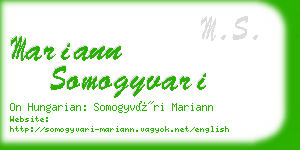 mariann somogyvari business card